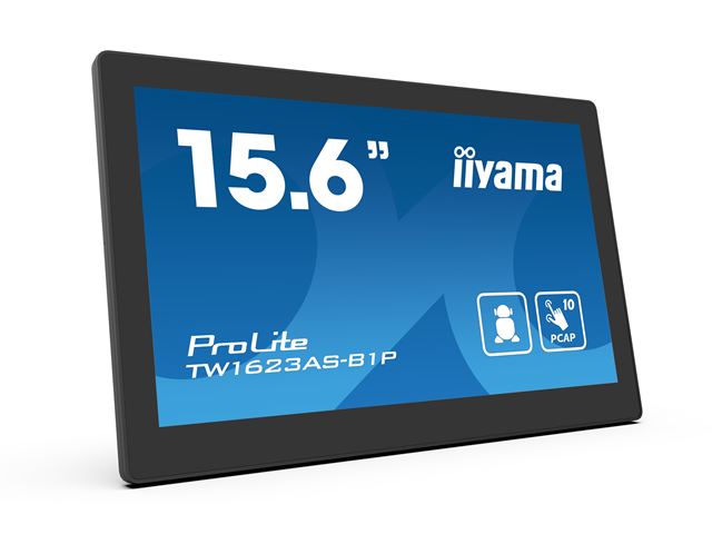 iiyama ProLite TW1623AS-B1P, 15.6” Full HD PCAP 10pt touch screen with Android and POE Technology image 1