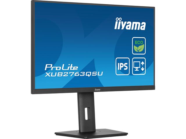 iiyama ProLite monitor ECO XUB2763QSU-B1 27" Height Adjustable, IPS, QHD, Black, Ultra Slim Bezel, HDMI, Display Port, USB Hub with B energy class image 3