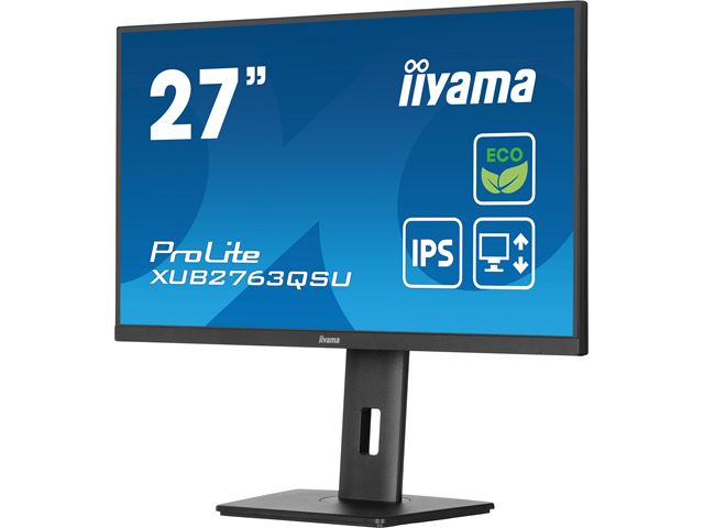 iiyama ProLite monitor ECO XUB2763QSU-B1 27" Height Adjustable, IPS, QHD, Black, Ultra Slim Bezel, HDMI, Display Port, USB Hub with B energy class image 5