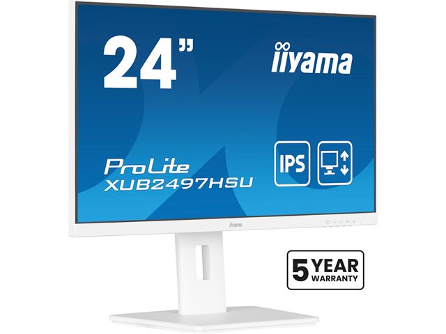 iiyama ProLite monitor XUB2497HSU-W2 24" IPS, Full HD, White, Ultra Slim Bezel, HDMI, Display Port, 100 hz, Height Adjustable.  image 2