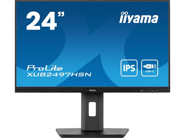 iiyama ProLite monitor XUB2497HSN-B2 24" IPS, Full HD, Ultra Slim Bezel, HDMI, Display Port, USB-C dock, LAN, Height Adjustable.  image 0