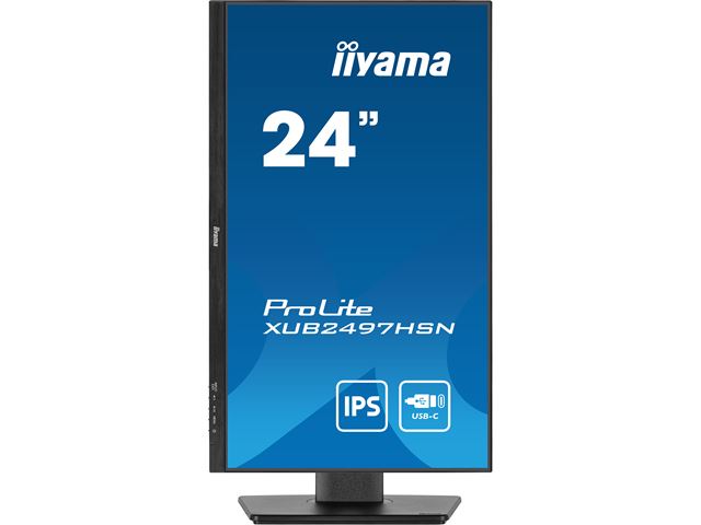 iiyama ProLite monitor XUB2497HSN-B2 24" IPS, Full HD, Ultra Slim Bezel, HDMI, Display Port, USB-C dock, LAN, Height Adjustable.  image 1