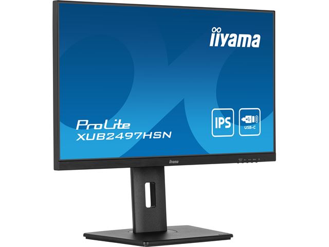 iiyama ProLite monitor XUB2497HSN-B2 24" IPS, Full HD, Ultra Slim Bezel, HDMI, Display Port, USB-C dock, LAN, Height Adjustable.  image 3