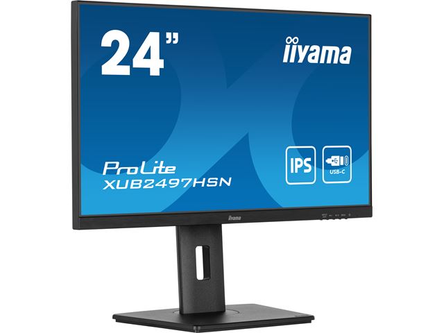 iiyama ProLite monitor XUB2497HSN-B2 24" IPS, Full HD, Ultra Slim Bezel, HDMI, Display Port, USB-C dock, LAN, Height Adjustable.  image 4