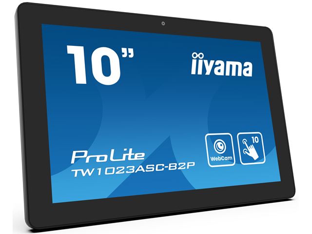 iiyama ProLite TW1023ASC-B2P, 10.1” PCAP 10pt touch screen with Android and Power over Ethernet Technology, Webcam/Mic image 1