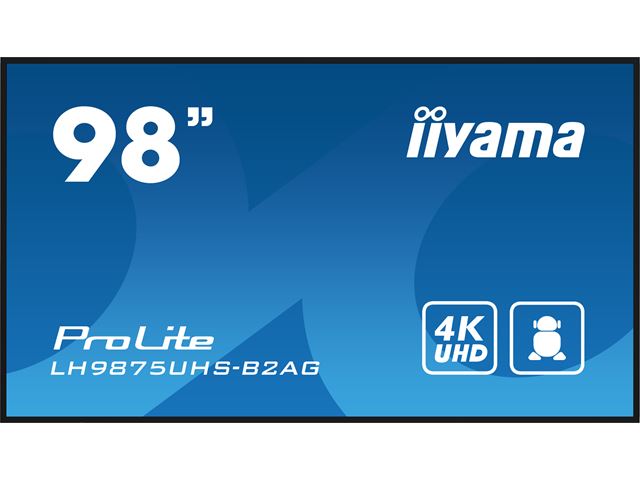iiyama ProLite LH9875UHS-B2AG 98", 24/7, 4K, IPS, HDMI, landscape/portrait, Wifi, Android OS, FailOver and Intel® SDM slot, Anti-Glare, iiSignage²  image 1