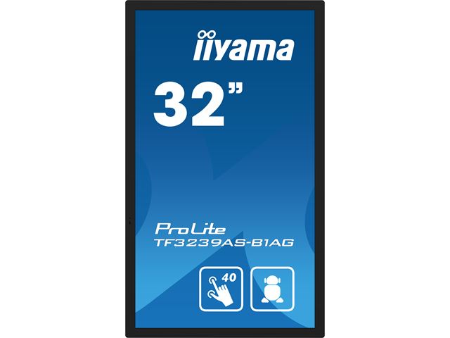iiyama Prolite monitor TF3239AS-B1AG 32" Black, IPS, Anti Glare, Android OS, Projective Capacitive 40pt Touch, 24/7,  iiSignage² CMS, Landscape/Portrait/Face-up, Open Frame.  image 1