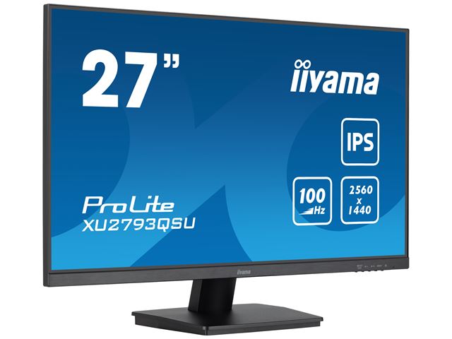 iiyama ProLite XU2793QSU-B7 monitor, 3-side borderless, IPS, WQHD res, HDMI, DisplayPort, Flicker free and Blue light reducer, 100 hz, USB hub image 1