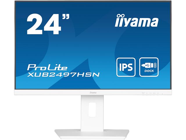 iiyama ProLite monitor XUB2497HSN-W2 24" IPS, White, Full HD, Ultra Slim Bezel, HDMI, Display Port, USB-C dock, Height Adjustable.  image 0