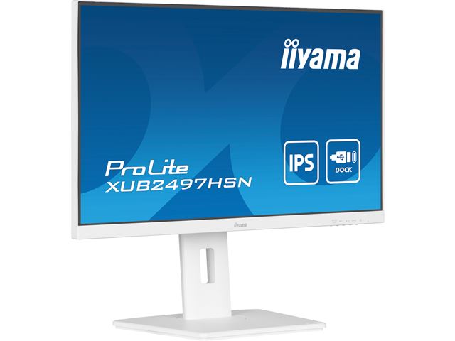 iiyama ProLite monitor XUB2497HSN-W2 24" IPS, White, Full HD, Ultra Slim Bezel, HDMI, Display Port, USB-C dock, Height Adjustable.  image 3