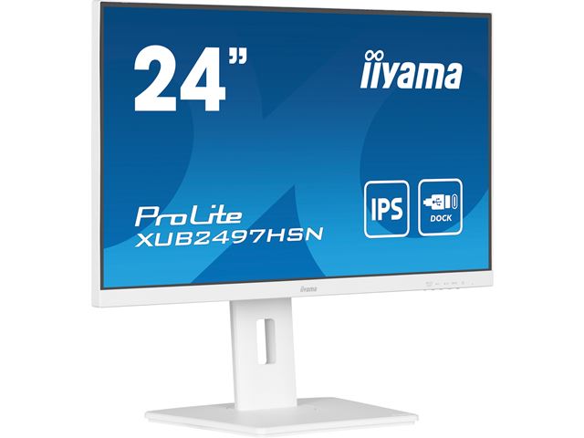 iiyama ProLite monitor XUB2497HSN-W2 24" IPS, White, Full HD, Ultra Slim Bezel, HDMI, Display Port, USB-C dock, Height Adjustable.  image 4