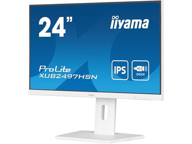 iiyama ProLite monitor XUB2497HSN-W2 24" IPS, White, Full HD, Ultra Slim Bezel, HDMI, Display Port, USB-C dock, Height Adjustable.  image 5