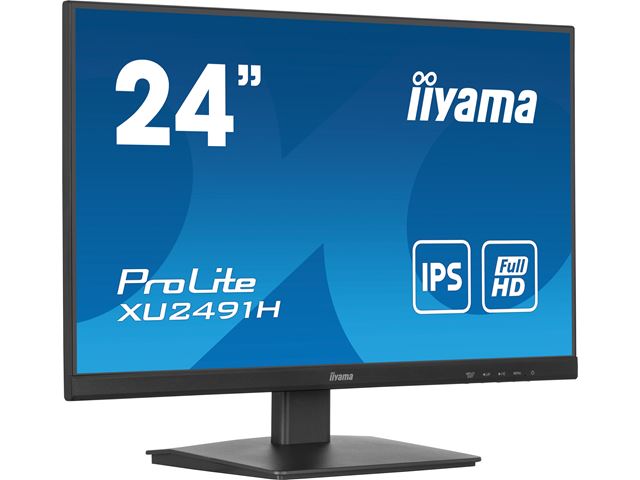 iiyama ProLite monitor XU2491H-B1 24" IPS, Full HD, Black, Ultra Slim Bezel, HDMI, Display Port, no speakers image 1