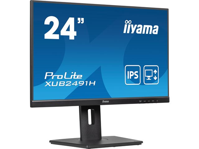 iiyama ProLite monitor XUB2491H-B1 24" IPS, Height Adjustable, Full HD, Black, Ultra Slim Bezel, HDMI, Display Port, no speakers image 1