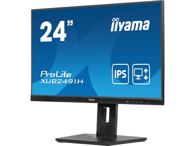 iiyama ProLite monitor XUB2491H-B1 24" IPS, Height Adjustable, Full HD, Black, Ultra Slim Bezel, HDMI, Display Port, no speakers image 3