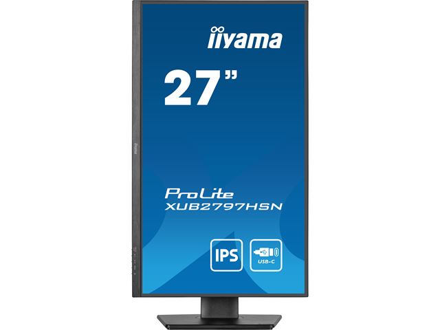 iiyama ProLite Monitor XUB2797HSN-B2 27", Black, 1ms, Height Adjustable, IPS Panel, USB-C connection, Daisy chain, RJ45 (LAN) image 1
