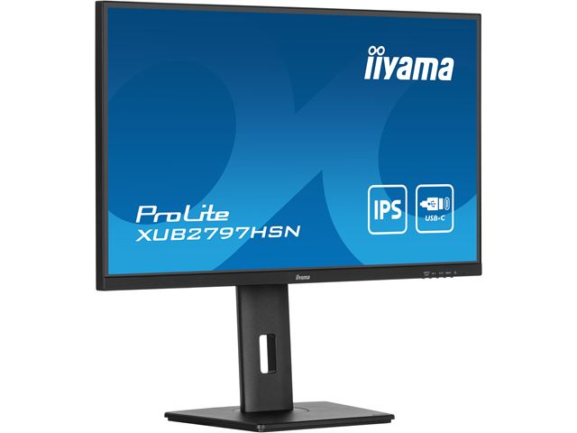 iiyama ProLite Monitor XUB2797HSN-B2 27", Black, 1ms, Height Adjustable, IPS Panel, USB-C connection, Daisy chain, RJ45 (LAN) image 3