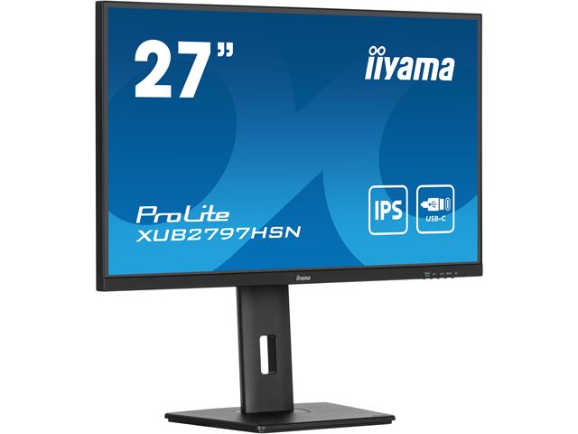 iiyama ProLite Monitor XUB2797HSN-B2 27", Black, 1ms, Height Adjustable, IPS Panel, USB-C connection, Daisy chain, RJ45 (LAN) image 4