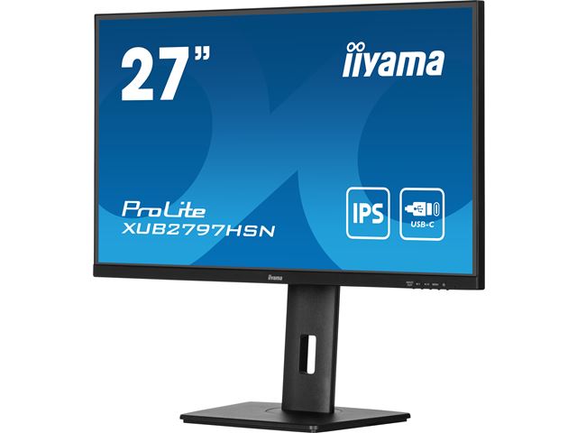 iiyama ProLite Monitor XUB2797HSN-B2 27", Black, 1ms, Height Adjustable, IPS Panel, USB-C connection, Daisy chain, RJ45 (LAN) image 5