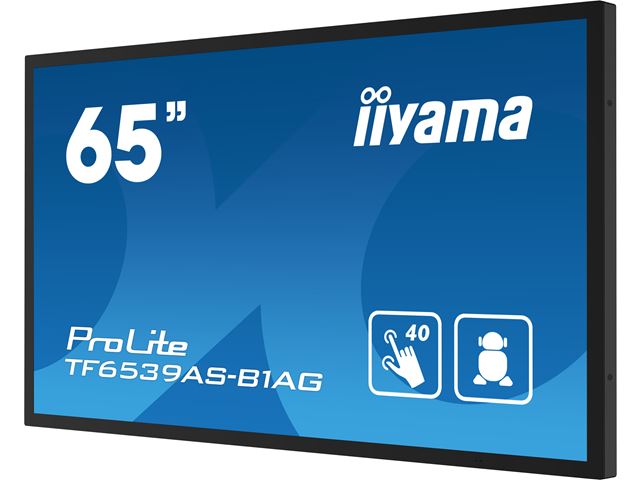 iiyama Prolite monitor TF6539AS-B1AG 65" Black, IPS, Anti Glare, Full HD, Bonded Projective Capacitive 40pt Touch, 24/7, Landscape/Portrait/Face-up, Android 11 OS, iiSignage² image 2