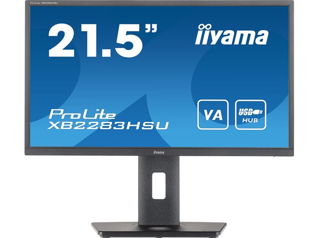 iiyama ProLite monitor XB2283HSU-B1 22" FreeSync, VA, Full HD, Black, Display Port, USB Hub, Height Adjustable image 0