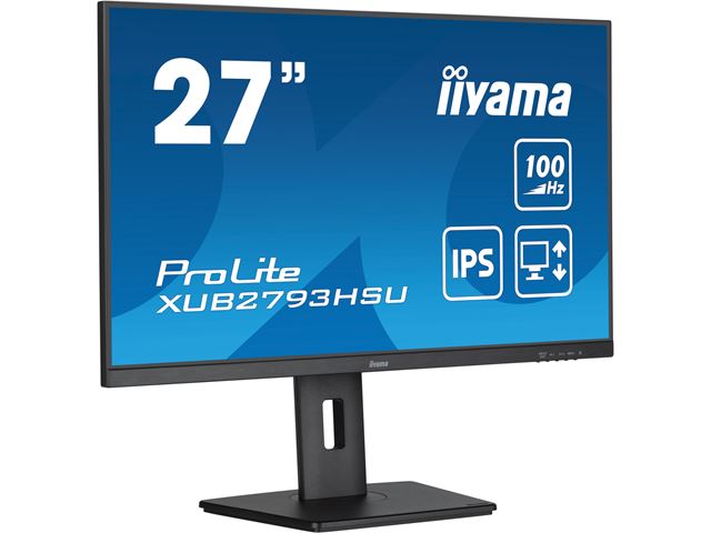 iiyama ProLite monitor XUB2793HSU-B7, 27" 3-side borderless design, IPS, 100hz, Height Adjustable and pivot function, HDMI, DisplayPort, FreeSync, Flicker free image 3