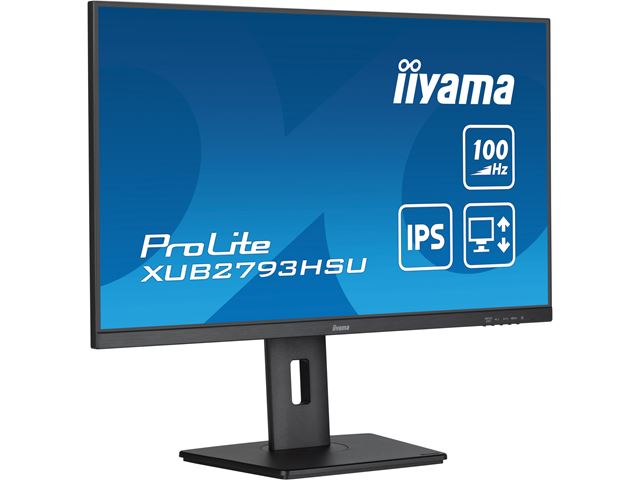 iiyama ProLite monitor XUB2793HSU-B7, 27" 3-side borderless design, IPS, 100hz, Height Adjustable and pivot function, HDMI, DisplayPort, FreeSync, Flicker free image 1