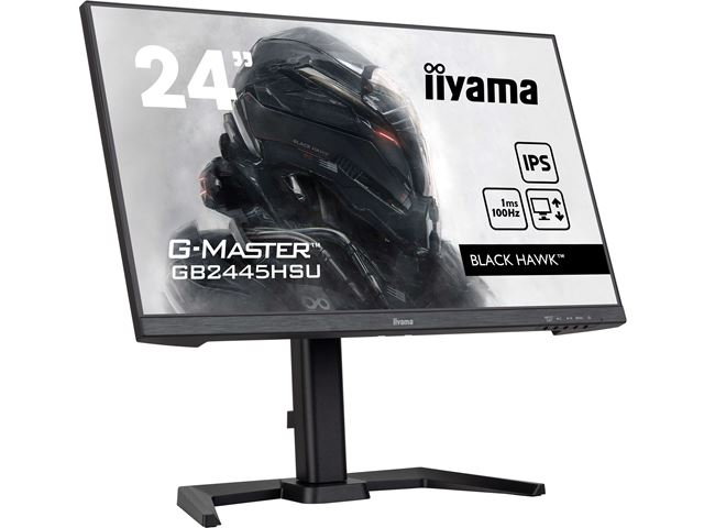 iiyama G-Master Black Hawk gaming monitor GB2445HSU-B2 24" Height Adjustable, Black, IPS, 100Hz, 1ms, FreeSync, HDMI, Display Port, USB Hub image 2