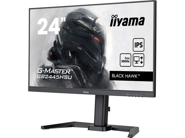 iiyama G-Master Black Hawk gaming monitor GB2445HSU-B2 24" Height Adjustable, Black, IPS, 100Hz, 1ms, FreeSync, HDMI, Display Port, USB Hub image 4
