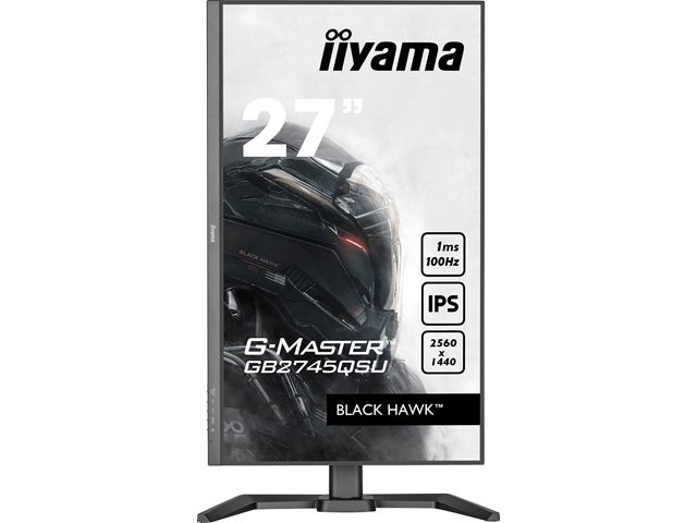 iiyama G-Master Black Hawk gaming monitor GB2745QSU-B2 27" Height Adjustable, Black, IPS, Ultra Wide Resolution 2560 x 1440, 100Hz, 1ms, FreeSync, HDMI, Display Port, USB Hub image 1