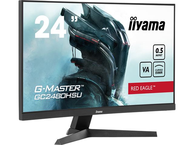 iiyama G-Master Red Eagle curved gaming monitor GC2480HSU-B1 23.6", Full HD, 180Hz, 0.5ms, FreeSync, HDMI, Display Port, USB Hub image 1