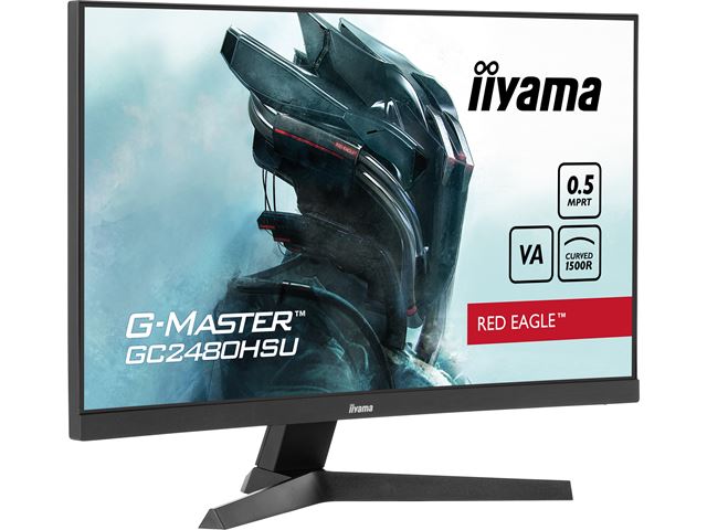 iiyama G-Master Red Eagle curved gaming monitor GC2480HSU-B1 23.6", Full HD, 180Hz, 0.5ms, FreeSync, HDMI, Display Port, USB Hub image 2