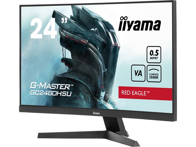 iiyama G-Master Red Eagle curved gaming monitor GC2480HSU-B1 23.6", Full HD, 180Hz, 0.5ms, FreeSync, HDMI, Display Port, USB Hub image 3