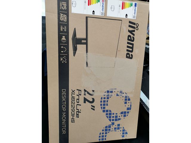 *NON PRISTINE BOX* iiyama ProLite monitor XUB2293HS-B6 22" IPS panel, 3-side borderless design, height adjustable stand, HDMI, DP, 100 Hz image 0