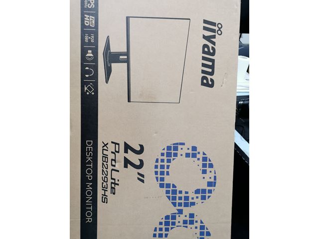 *NON PRISTINE BOX* iiyama ProLite monitor XUB2293HS-B6 22" IPS panel, 3-side borderless design, height adjustable stand, HDMI, DP, 100 Hz image 1