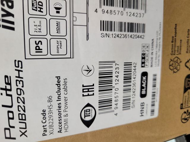 *SLIGHT PACKAGING DAMAGE* iiyama ProLite monitor XUB2293HS-B6 22" IPS panel, 3-side borderless design, height adjustable stand, HDMI, DP, 100 Hz image 3
