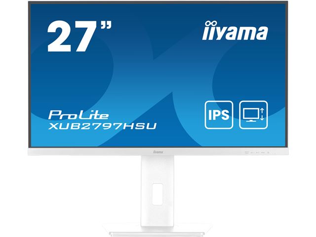 iiyama ProLite Monitor XUB2797HSU-W2 27", White, 1ms, 100 Hz, Height Adjustable, IPS Panel, HDMI, DisplayPort, standard HD image 0