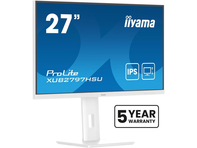 iiyama ProLite Monitor XUB2797HSU-W2 27", White, 1ms, 100 Hz, Height Adjustable, IPS Panel, HDMI, DisplayPort, standard HD image 2