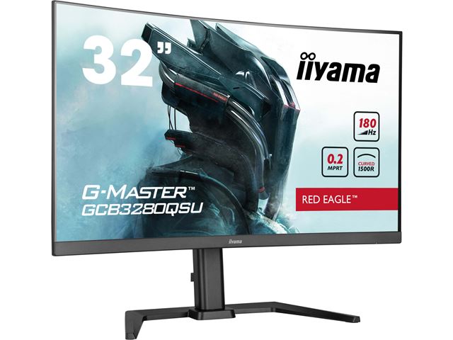 iiyama G-Master Red Eagle curved gaming monitor GCB3280QSU-B2 32" Black, 2560 x 1440, 0.2ms, 180hz, FreeSync, HDMI, Display Port, Height Adjustable image 1