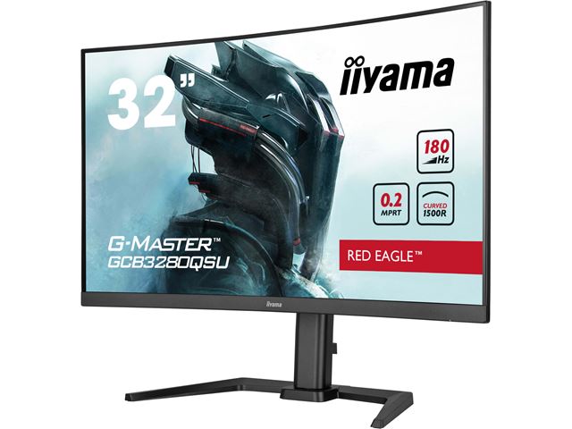 iiyama G-Master Red Eagle curved gaming monitor GCB3280QSU-B2 32" Black, 2560 x 1440, 0.2ms, 180hz, FreeSync, HDMI, Display Port, Height Adjustable image 2