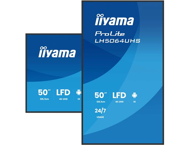 iiyama ProLite LH5064UHS-B1AG 50" Digital Signage, IPS, 4K, 24/7, USB-C, HDMI, Landscape/Portrait, iiSignage², Android 14 OS and FailOver image 3