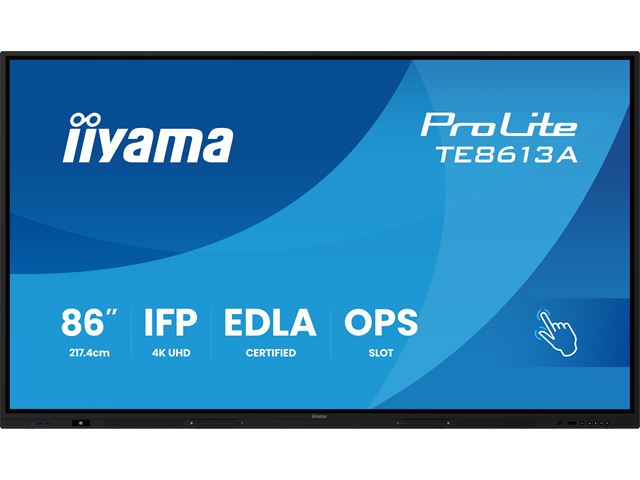 iiyama ProLite TE8613A-B1AG 86’’ Google EDLA Certified 4K Touchscreen, iiWare 21E with Android 14-EDLA, WiFi-6 with Bluetooth 5, with wall mount. image 0