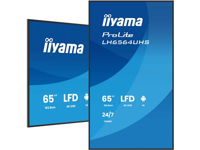 iiyama ProLite LH6564UHS-B1AG 65" Digital Signage, IPS, 4K, 24/7, USB-C, HDMI, Landscape/Portrait, iiSignage², Android 14 OS and FailOver image 4