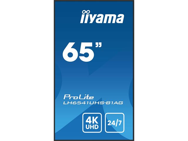 iiyama ProLite monitor LH6541UHS-B1AG 65", VA, 4K UHD, 24/7 Hours Operation, Portrait/Landscape, 10w Speakers, Built in media player, Anti-Glare image 1