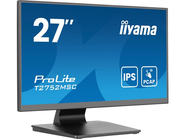 iiyama ProLite monitor T2752MSC-B1AG 27", Projective Capacitive 10pt touch, IPS, Scratch resistant, HDMI, DisplayPort, Edge to edge glass, Anti-Glare image 3