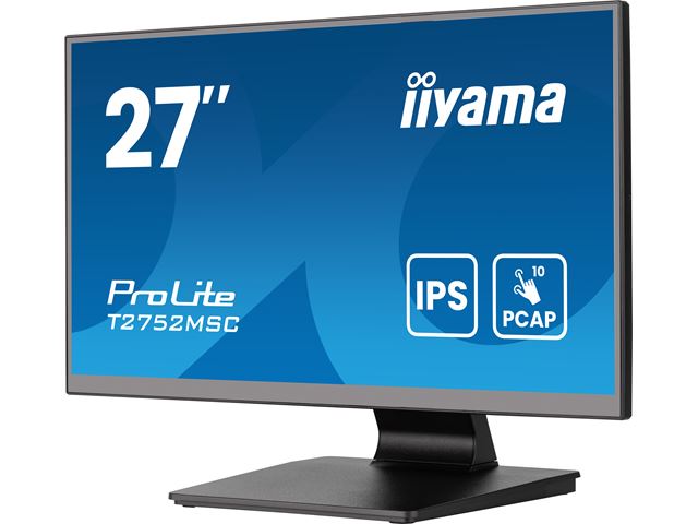 iiyama ProLite monitor T2752MSC-B1AG 27", Projective Capacitive 10pt touch, IPS, Scratch resistant, HDMI, DisplayPort, Edge to edge glass, Anti-Glare image 2