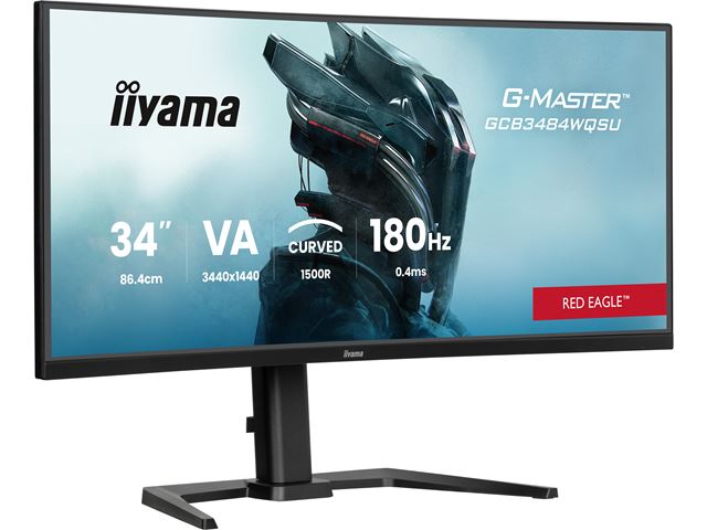 iiyama G-Master Red Eagle curved gaming monitor GCB3484WQSU-B1 34" Black, 3440 x 1440, 0.4ms, 180hz, FreeSync, HDMI, Display Port, Height Adjustable image 1