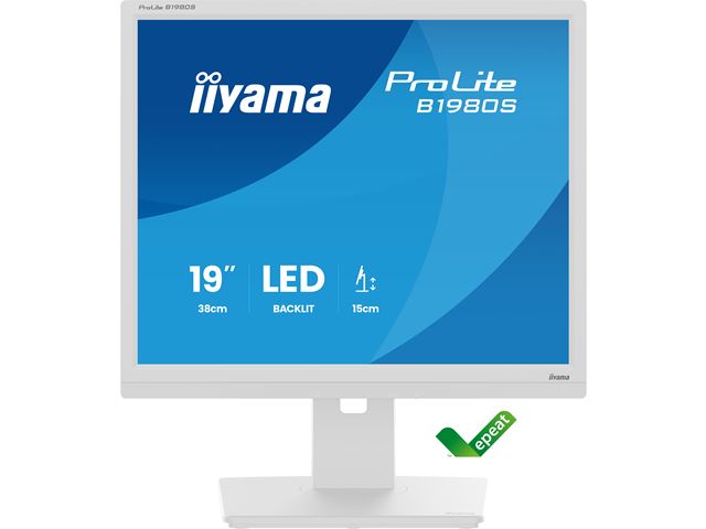 iiyama ProLite monitor B1980S-W1 19" 5:4, Height Adjustable, White, HDMI, DisplayPort, Speakers, TN Panel. image 0