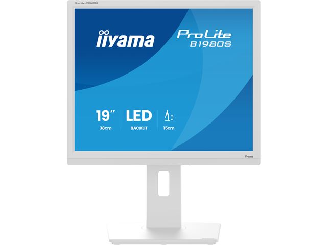 iiyama ProLite monitor B1980S-W1 19" 5:4, Height Adjustable, White, HDMI, DisplayPort, Speakers, TN Panel. image 1
