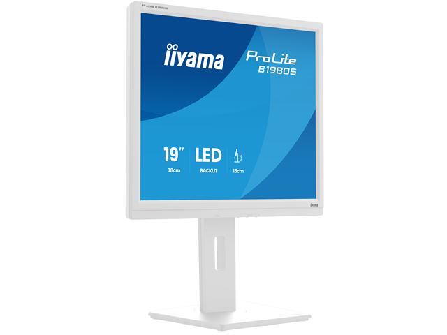 iiyama ProLite monitor B1980S-W1 19" 5:4, Height Adjustable, White, HDMI, DisplayPort, Speakers, TN Panel. image 3